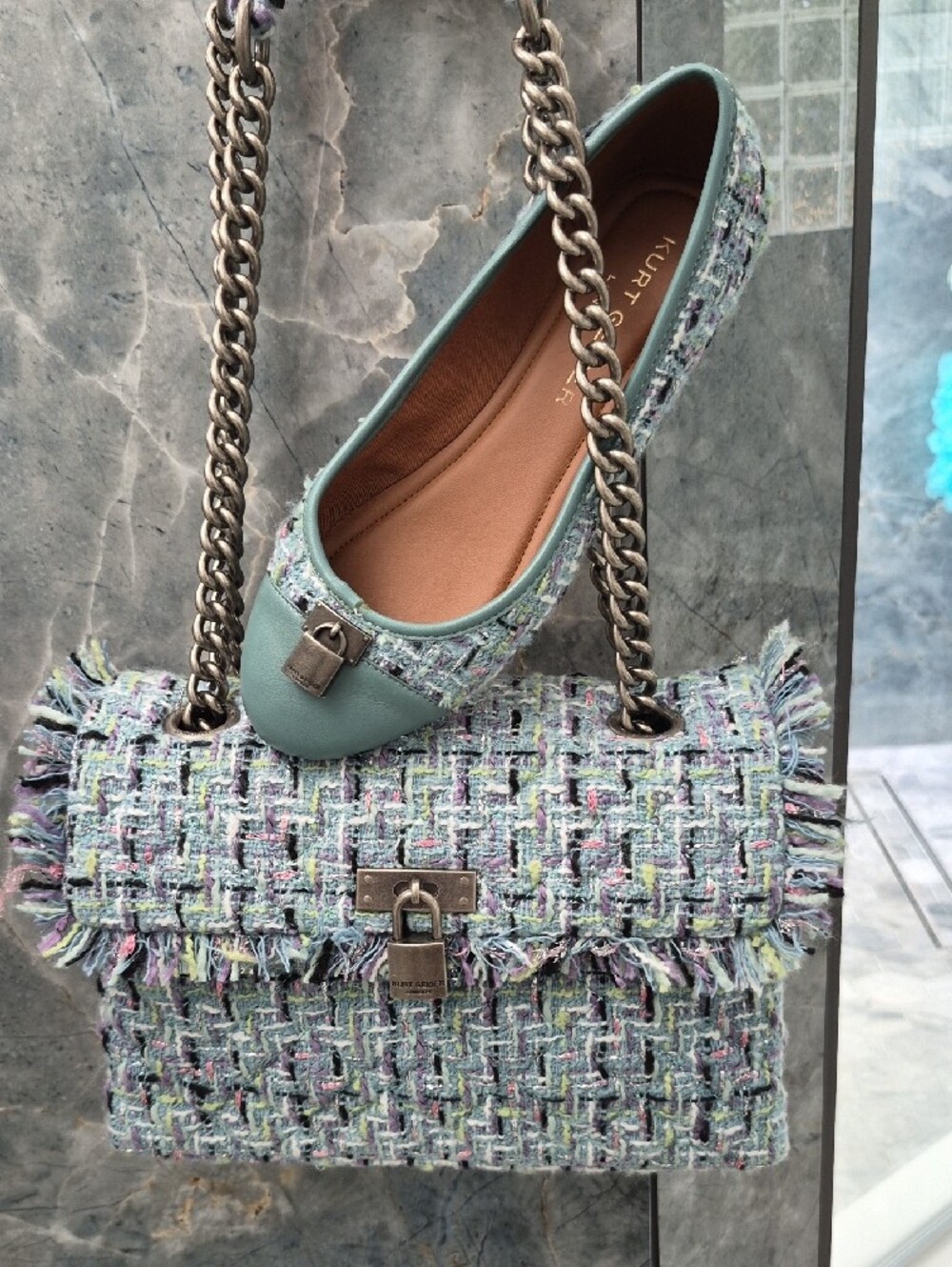 Kurt Geiger 2-PCE Set. 'The Brixton' Convertible Bag W/Matching Ballet Slip-ons.